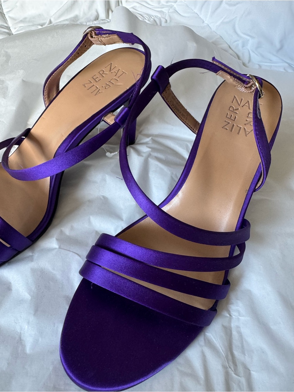 Naturalizer Purple Satin Strappy Heels